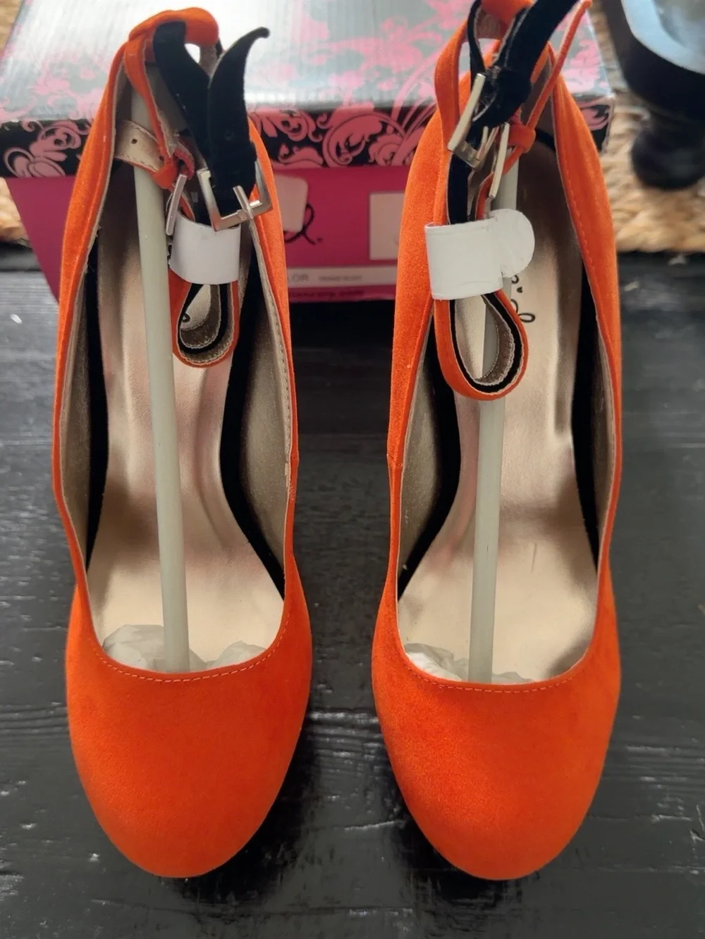 Orange Platform Pump with Black Accent - Women's Heels